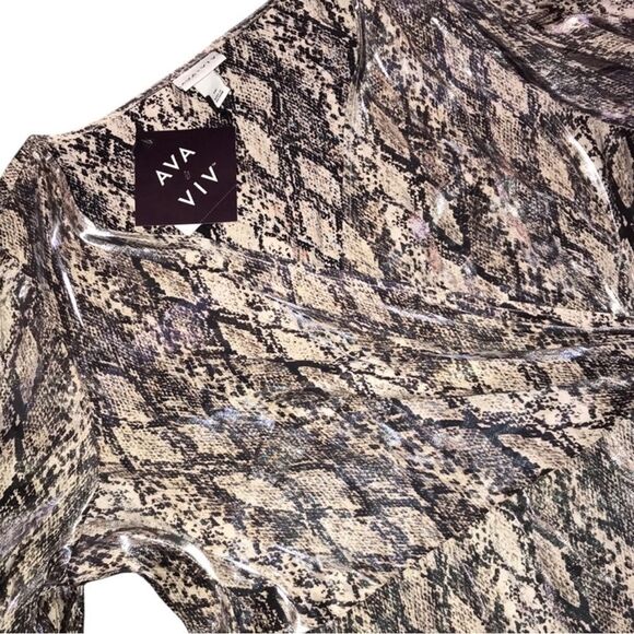 Ava & Viv Snake Print Balloon Sleeve Wrap Midi Dress 1X NWT - Picture 5 of 8